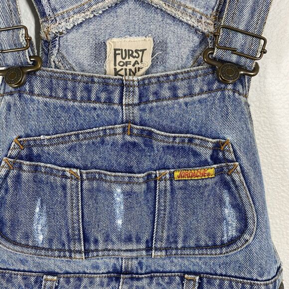 Vtg Furst of a Kind Reworked Y2K 90s Grunge Overall Jeans Shorts Large Upcycled - Picture 3 of 9